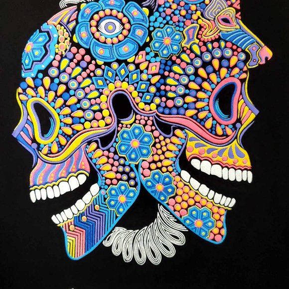 Women's Mexican Folk Art Graphic T-Shirt Small Dia de Los Muertos - Picture 3 of 5